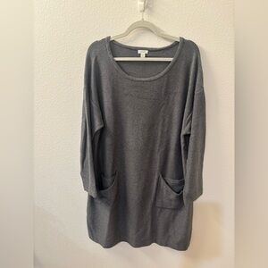 J.Jill Pure Jill XL Dark Heather Gray Knit Tunic Dress w Pockets